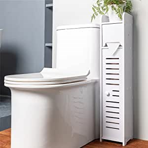 Bathroom Storage Cabinet, reinforced &waterproof toilet paper storage cabinet, slim storage cabinet with toilet paper holder