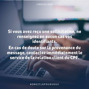 4K views · 77 reactions | ⚠️ Pôle_emploi fait appel à votre vigilance face aux tentatives d'arnaques au CPF. Retrouvez toutes les informations pour protéger votre compte par ici  https://bit.ly/2YY45d3 Ministère du Travail #TousMobilisés #OnEstLàPourVous | France Travail | Facebook
