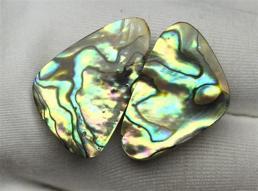 2 Abalone Paua Shell Gemstones, Rainbow Peacock Color, Fancy Shape - Etsy