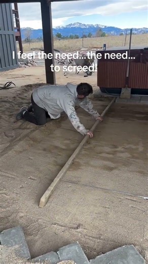 Demonstrating the screeding process as we prepare to lay our dry-set CEB paver patio. #CEBpavers