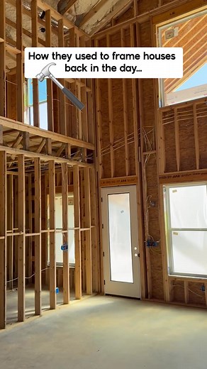 🤓 FOLLOW if you nerd out on all things Home Building Balloon framing used to be the go-to method, where long studs ran from the foundation all the way up to the roof. This meant the walls were built in one continuous piece, making it quick to frame up tall buildings. But, it had some issues—those long studs were harder to handle, and it didn’t offer much support between floors. There was also a concern for fire, it could travel up the wall faster than because of the continuous space along the e