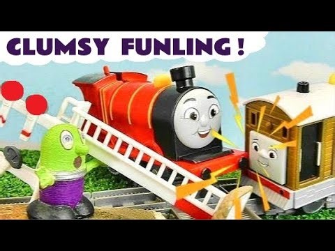 A Clumsy Funling causes toy train Mayhem