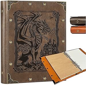 DUROTAN DND Journal/Notebook,Unique 400 Pages A5 Refillable Leather | Dragon Journal for Dungeons and Dragons/D&D,Great RPG Accessories Nerdy Gifts for DM's & Players Womens Mens Girls