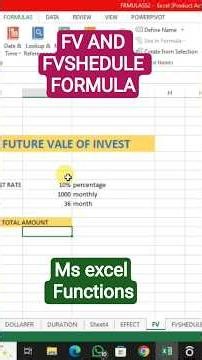 FV AND FVSHEDULE FUNCTION IN MS EXCEL | MS EXCEL TUTORIOL #spreadsheets #excel #msexcelformulas