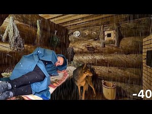 I Survived -40°C in an Off-Grid Log Cabin | Snowstorm and wolves, I'm hiding in a log cabin !