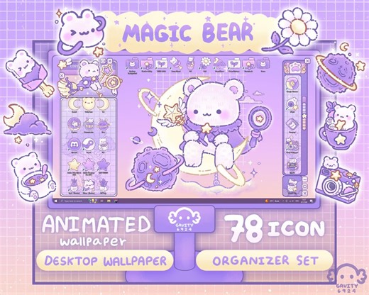 Windows/mac Magic Bear Witch Desktop Wallpaper Organizer Set: Animated Folder Icons - Etsy Canada