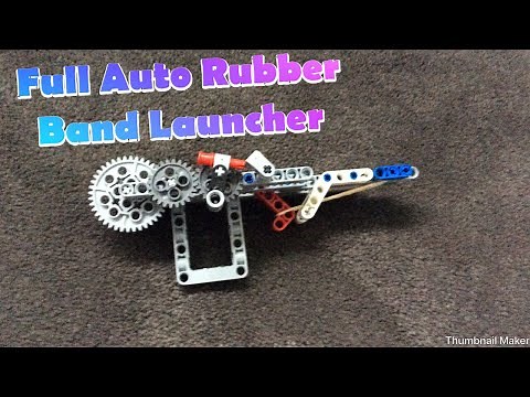 LEGO Full Auto Rubber Band Launcher Firing + Tutorial