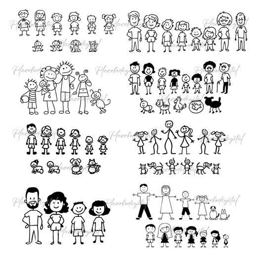 Stick Family SVG Bundle: Stick Figure Clipart (digital Download) - Etsy