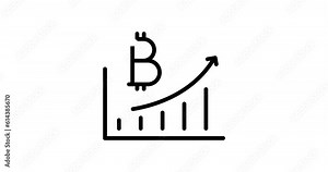 bitcoin increase chart animated outline icon on white background. bitcoin increase chart 4k video animation for web, mobile and ui design