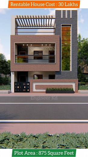 Kwality Designs on Instagram: "25*35 Feet 3D Plan and House Design || 875 वर्गफीट के मकान का नक्शा by @engineerkd_insta #engineerkd 🏡 ❤️"