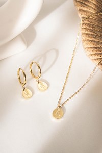 14k Gold Rose Flower Jewelry Set, 316L Stainless Steel Necklace & Stud Earrings - Etsy