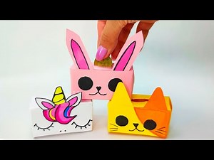 Origami Piggy Bank Cat, Unicorn and Bunny | Easy Crafts Idea