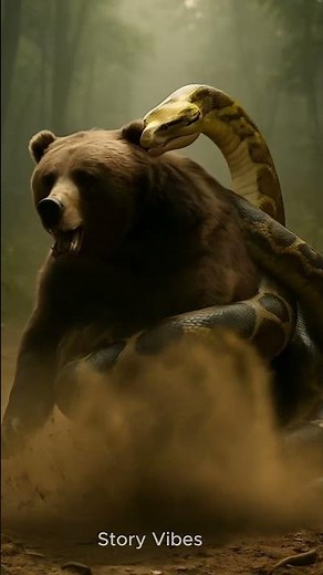 "Python Attacks Grizzly Bear 🐍🐻😱 Rescue Team Saves It Just in Time!"#shorts #viralshorts #humanity