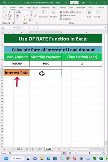 RATE Function in Excel.
