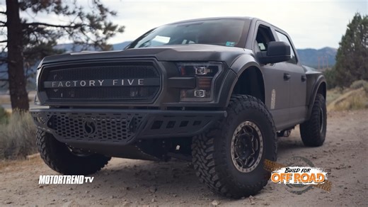 Meet the Factory Five Racing XTF, a custom Ford F-150 that's way more than factory! Nate Johnson details the features of this long-travel desert pre-runner built off a 2015-2020 F-150 platform. With 16 inches of travel in the front and 20 in the rear, it's the perfect high-speed chase truck and support rig for the Build For Off-Road crew, hauling gear and capturing epic shots across the terrain. | Build for Off Road