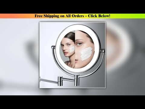 Silver Brass Dual Side LED Light Bathroom Mirror, Makeup Mirror,Telescopic Fold Wall Lamp,