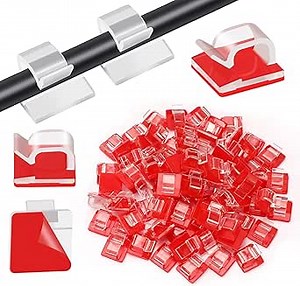 80 PCS Adhesive Cable Clips Christmas Clear Light Strip Mounting Clips Led Light Wire Holder Cable Clamp Organizer for Desk Outdoor Wall Cable