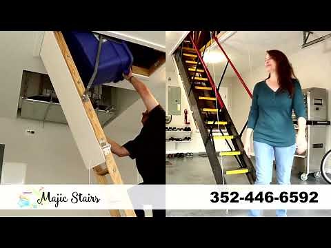 Safe, easy, electric, push button activated attic stairs.