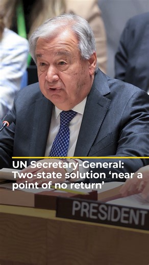 85K views · 2K reactions | UN Secretary-General Antonio Guterres says the two-state solution is “at risk of dwindling to the point of disappearance” more than 50 days into Israel’s total blockade of aid to Gaza. | Al Jazeera English | Facebook