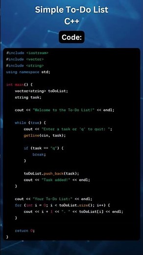 Simple To-Do List in C++ #coding #gaming #code #coder #c++ #tutorial #developer #programming