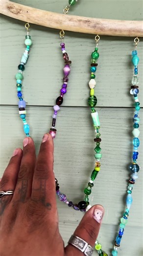 Had fun making this birthday present. Made with beads I’ve had for years and some paper beads. Excited to start making more! #driftwoodart #paperbeadcrafts #wallhangingart