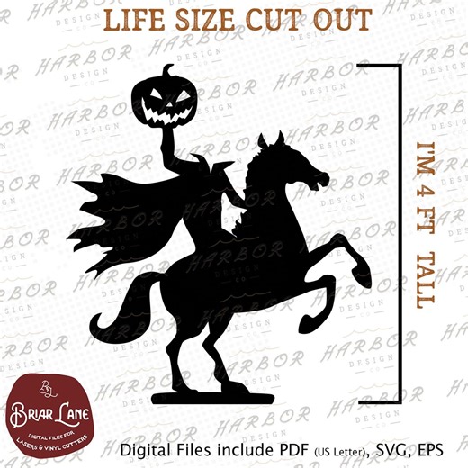 Headless Horseman Halloween Yard Decor SVG | Wood Cutout Template | Laser Cut File | CNC & Scroll Saw Pattern | Digital Download - Etsy