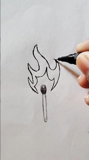 Easy Matchstick flame Drawing | Simple Fire Sketch Art