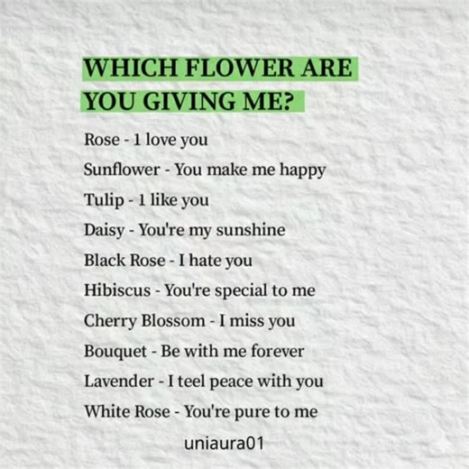 Pick a Flower: What Does Your Choice Say About Us? #FlowerMeanings #Vibes #PickOne #LoveLanguage | Uniaura01
