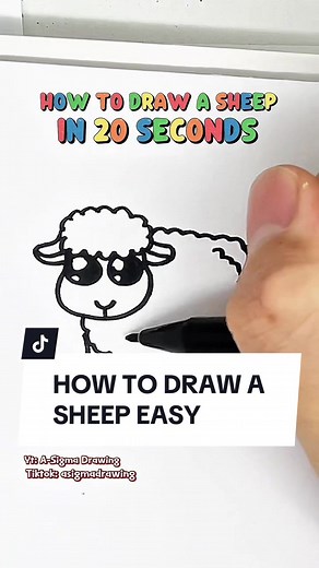How to draw a sheep easy step by step for kids and beginner drawing #art #drawing #fyp #sketch #artwork #tutorial #simpledrawing #howtodraw #funny #foryou