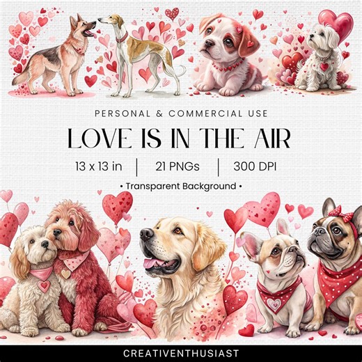 Valentine's Day Dog Breeds PNG Clipart (digital Download) - Etsy Hong Kong