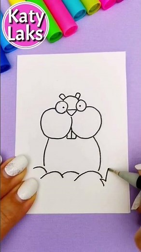 🍀Groundhog Day Drawing/💖how to draw a Groundhog