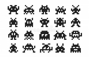 Arcade Game Pixel Monsters and Aliens Characters Stock Vector - Illustration of alien, arcade: 290904649