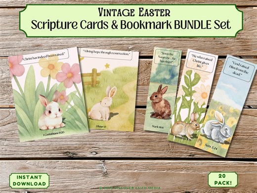 Vintage Easter Scripture Bookmarks & Card BUNDLE Set | Printable PDF | Easter Bible Verses | Easter Gift | 20 Pack! - Etsy