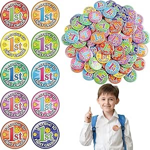 Remuuly 100 Pcs Bulk Kindergarten Graduation Button pin I'm Going to First Grade Badges Pins Round Novelty Graduation Button pin Preschool Graduation Gifts for Kids Clothes Hat Decor Grad Party Favor