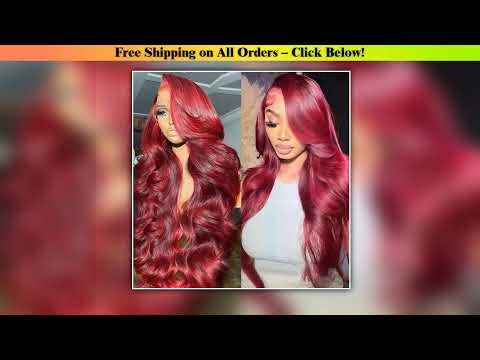 99J Burgundy 36 Inch 220% Density Body Wave 13*6 13*4 HD Transparent Lace Frontal Wig Real
