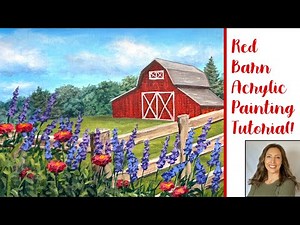 Springtime Barn Landscape Acrylic Painting Tutorial