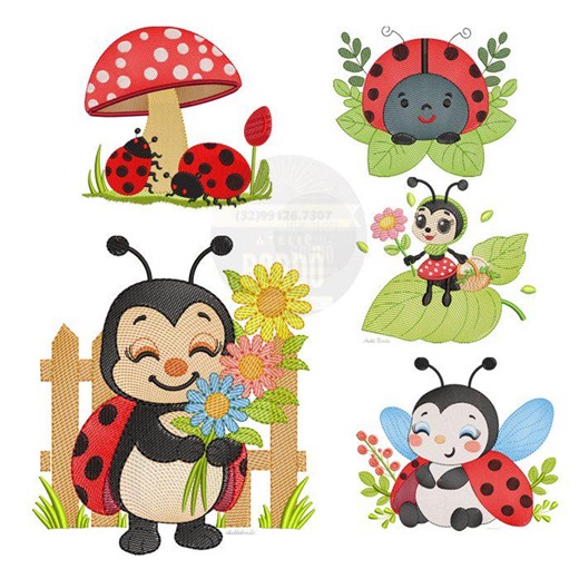 Ladybug Embroidery Designs | Cute Ladybug Machine Embroidery Patterns | Insect Garden Animals | Instant Download - Etsy Portugal