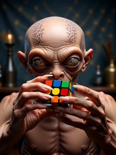 alien plays rubic cube