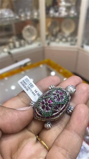 Dhivyam Silvers on Instagram: "Antique silver turtle studded with kundhan stones in 925 silver…"