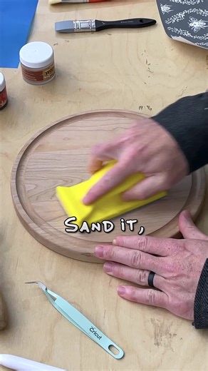 One of My Favorite Christmas Projects of the Year ❤️ I grabbed this round cherry board and laid down this bee pattern stencil. Scorch Paint went on smoothly Hit it with the heat gun and those bees just appeared like they were hiding in the wood all along. Finished it with our food-safe oil and boom - warm glow, crisp burns, perfect contrast. What would you try with the new scorch paint? https://scorchmarker.com/products/scorch-paint | Scorch Marker