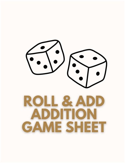Roll & Dice Addition Game L Fun Math Printable - Etsy