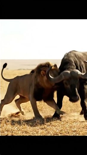 Lion's Fatal Mistake: Massive Buffalo Fights Back!