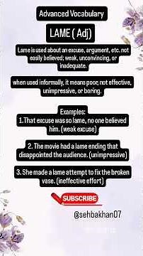 MEANING Of LAME & EXAMPLES | English Vocabulary"#english#vocabulary#shortsviral#lame
