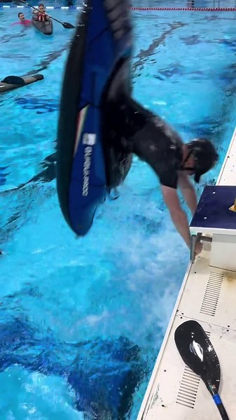 Trying Wild Kayak Tricks in a Swimming Pool Gone Wrong