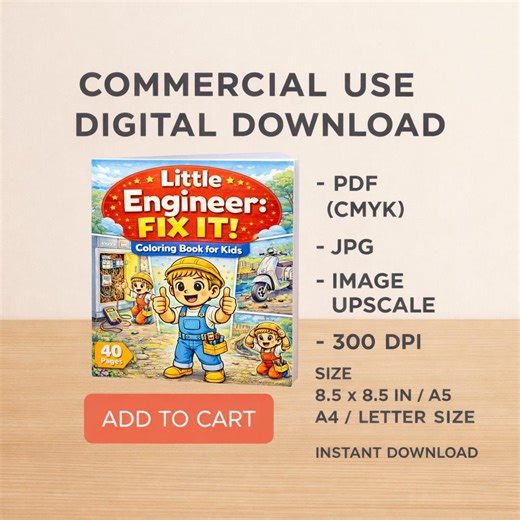 Little Engineer Coloring Book, Construction Repair, 40 Pages (digital Download, Commercial Use) - Etsy
