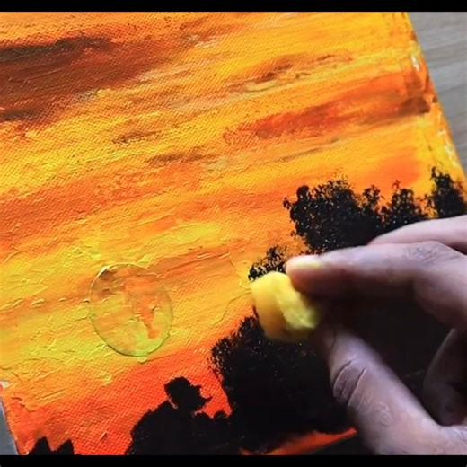 Sunset power lines acrylic painting 🌄🐦‍⬛ #fblifestyle #sunsetpainting | Vinee Painting