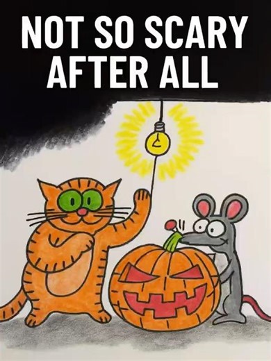 Not So Scary After All 🎃 | Yoko & Mice Halloween Drawing Timelapse #shorts #viral #fypシ