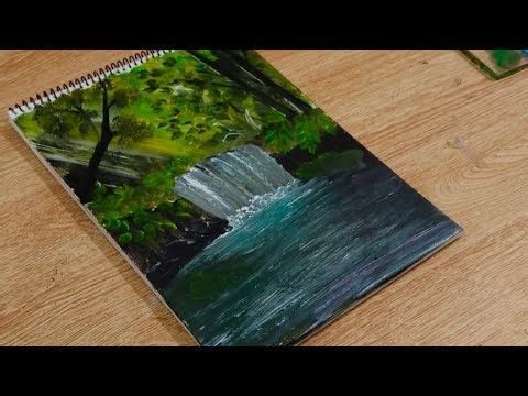 Beautiful Waterfall Acrylic Painting Techniques/Easy Watercolor Painting Tutorial/Step by step