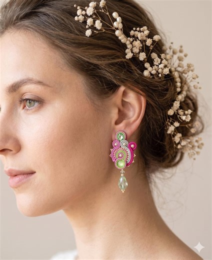 Soutache Earrings in Pink Yellow and Blue Options for Women - Statement Drop Jewelry Pieces - Etsy