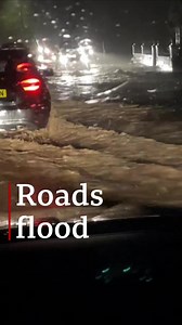 These were the scenes in Abercraf, Powys, on Wednesday after torrential rain and high winds caused roads to flood | BBC Wales News